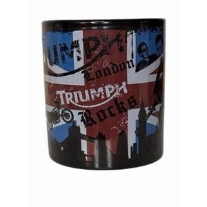 Triumph Motorcycle Coffee Mug London Rocks Union Jack Black RARE